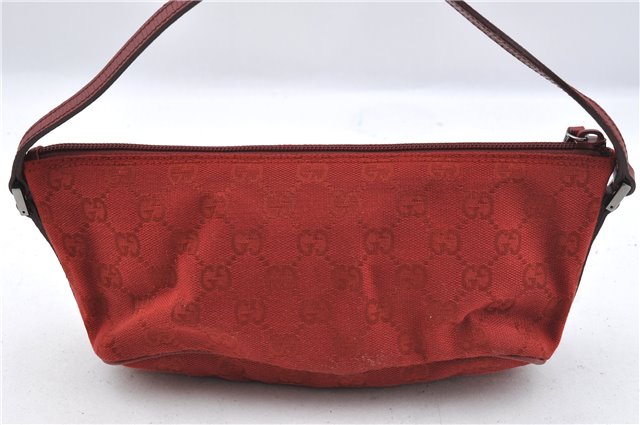 Authentic GUCCI Hand Bag Pouch Purse GG Canvas Leather 07198 Red J3842