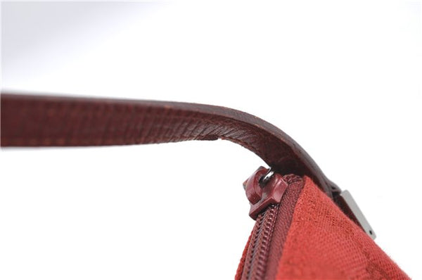 Authentic GUCCI Hand Bag Pouch Purse GG Canvas Leather 07198 Red J3842