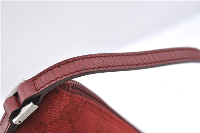 Authentic GUCCI Hand Bag Pouch Purse GG Canvas Leather 07198 Red J3842