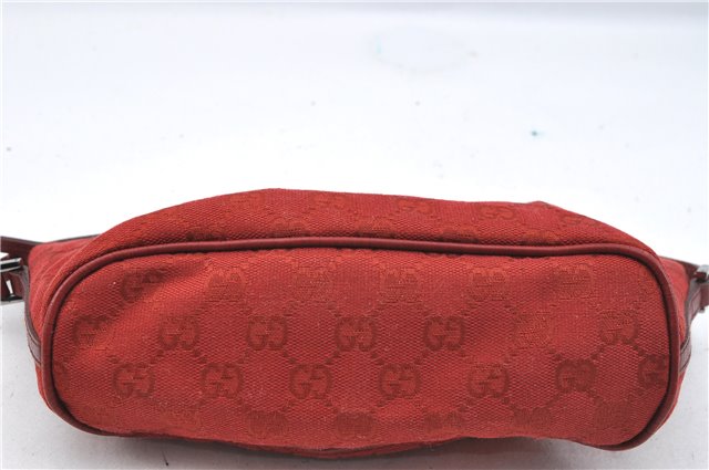 Authentic GUCCI Hand Bag Pouch Purse GG Canvas Leather 07198 Red J3842