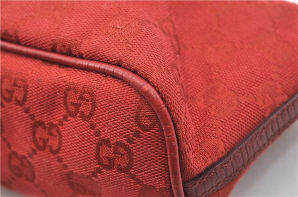 Authentic GUCCI Hand Bag Pouch Purse GG Canvas Leather 07198 Red J3842