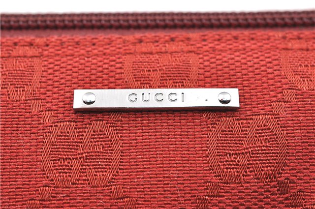 Authentic GUCCI Hand Bag Pouch Purse GG Canvas Leather 07198 Red J3842