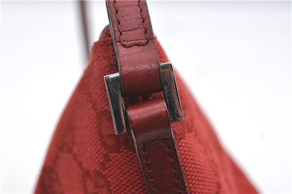 Authentic GUCCI Hand Bag Pouch Purse GG Canvas Leather 07198 Red J3842
