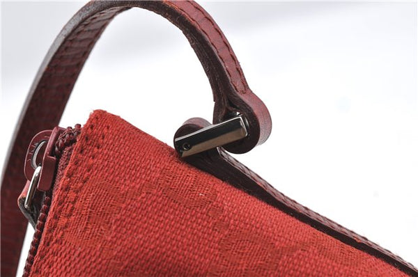 Authentic GUCCI Hand Bag Pouch Purse GG Canvas Leather 07198 Red J3842