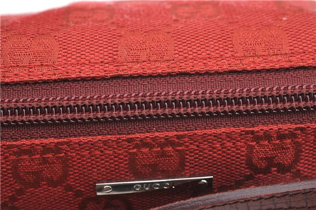 Authentic GUCCI Hand Bag Pouch Purse GG Canvas Leather 07198 Red J3842