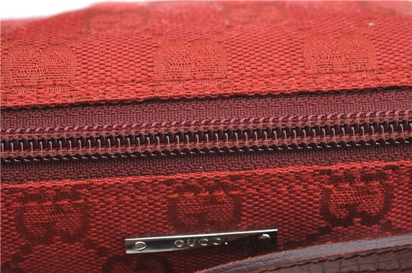 Authentic GUCCI Hand Bag Pouch Purse GG Canvas Leather 07198 Red J3842