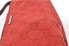 Authentic GUCCI Hand Bag Pouch Purse GG Canvas Leather 07198 Red J3842