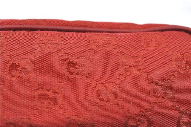 Authentic GUCCI Hand Bag Pouch Purse GG Canvas Leather 07198 Red J3842