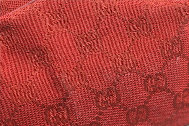 Authentic GUCCI Hand Bag Pouch Purse GG Canvas Leather 07198 Red J3842