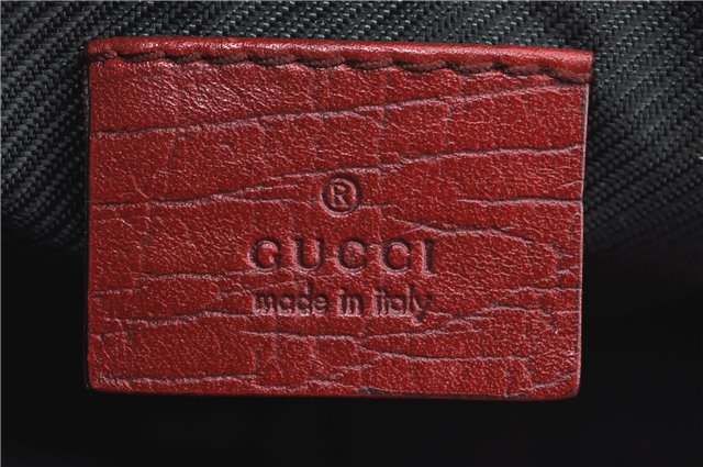 Authentic GUCCI Hand Bag Pouch Purse GG Canvas Leather 07198 Red J3842