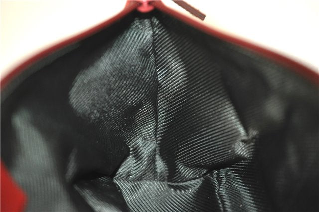 Authentic GUCCI Hand Bag Pouch Purse GG Canvas Leather 07198 Red J3842