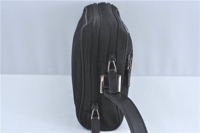 Authentic GUCCI Clutch Hand Bag Purse Nylon Leather 0181607 Black J3881