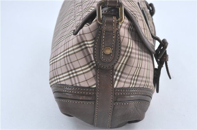 Auth BURBERRY BLUE LABEL Check 2Way Shoulder Hand Bag Canvas Leather Pink J3927