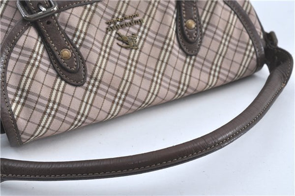 Auth BURBERRY BLUE LABEL Check 2Way Shoulder Hand Bag Canvas Leather Pink J3927