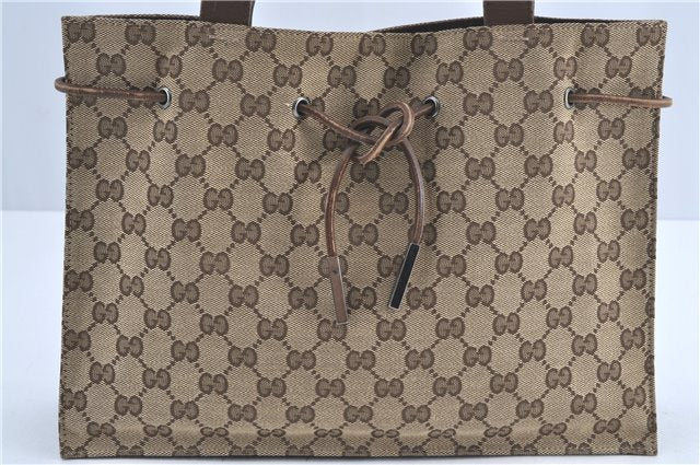 Authentic GUCCI Shoulder Tote Bag Purse GG Canvas Leather 0021053 Brown J3928
