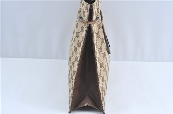 Authentic GUCCI Shoulder Tote Bag Purse GG Canvas Leather 0021053 Brown J3928