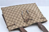 Authentic GUCCI Shoulder Tote Bag Purse GG Canvas Leather 0021053 Brown J3928