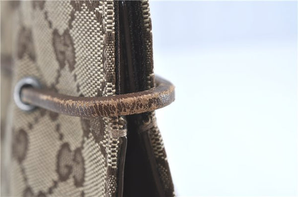 Authentic GUCCI Shoulder Tote Bag Purse GG Canvas Leather 0021053 Brown J3928