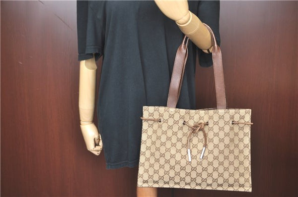 Authentic GUCCI Shoulder Tote Bag Purse GG Canvas Leather 0021053 Brown J3928