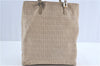 Authentic FENDI Zucchino Hand Bag Purse Canvas Leather Beige J3933