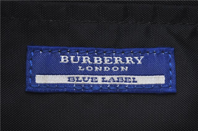 Authentic BURBERRY BLUE LABEL Check Hand Bag Purse Nylon Leather Beige J3980