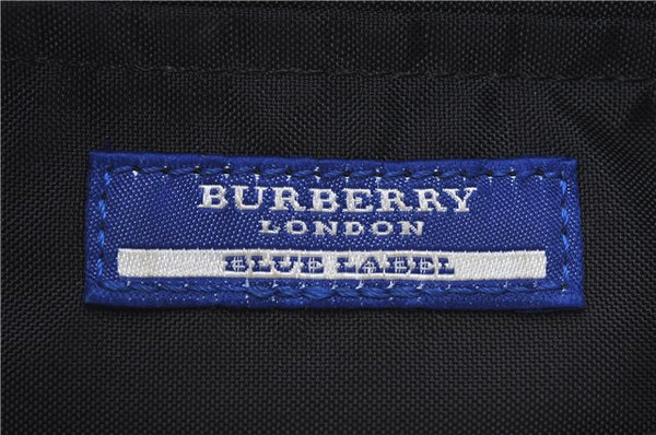 Authentic BURBERRY BLUE LABEL Check Hand Bag Purse Nylon Leather Beige J3980