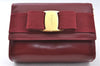 Authentic Salvatore Ferragamo Vara Chain Shoulder Cross Bag Leather Red J3982