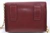 Authentic Salvatore Ferragamo Vara Chain Shoulder Cross Bag Leather Red J3982