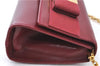 Authentic Salvatore Ferragamo Vara Chain Shoulder Cross Bag Leather Red J3982