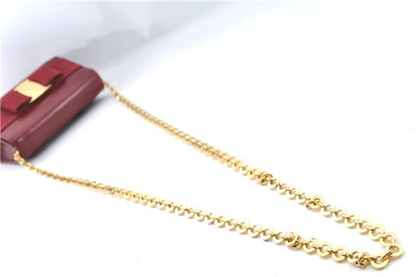 Authentic Salvatore Ferragamo Vara Chain Shoulder Cross Bag Leather Red J3982