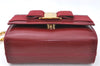 Authentic Salvatore Ferragamo Vara Chain Shoulder Cross Bag Leather Red J3982
