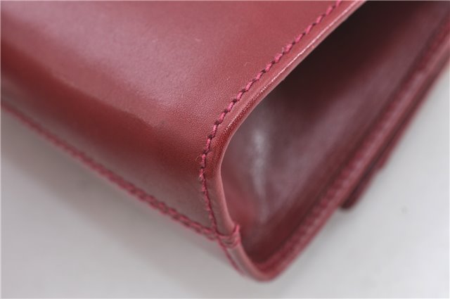 Authentic Salvatore Ferragamo Vara Chain Shoulder Cross Bag Leather Red J3982