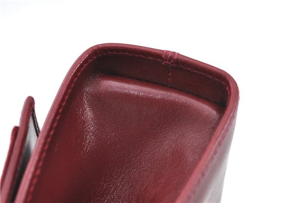 Authentic Salvatore Ferragamo Vara Chain Shoulder Cross Bag Leather Red J3982
