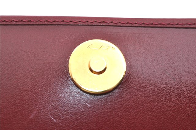 Authentic Salvatore Ferragamo Vara Chain Shoulder Cross Bag Leather Red J3982