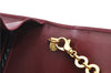 Authentic Salvatore Ferragamo Vara Chain Shoulder Cross Bag Leather Red J3982