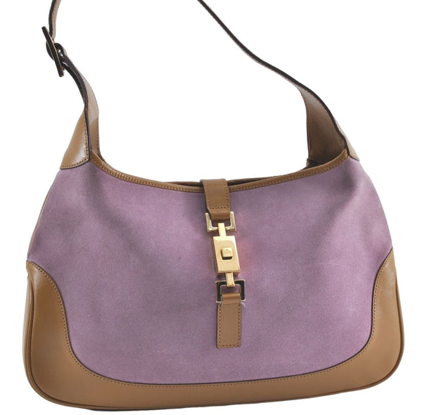 Authentic GUCCI Jackie Shoulder Hand Bag Purse Suede Leather 0013305 Pink J4001