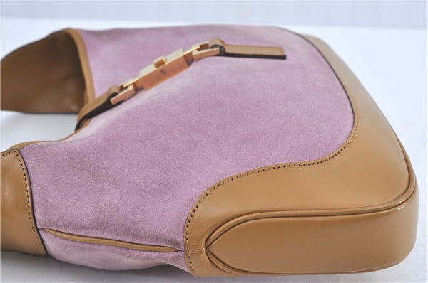 Authentic GUCCI Jackie Shoulder Hand Bag Purse Suede Leather 0013305 Pink J4001