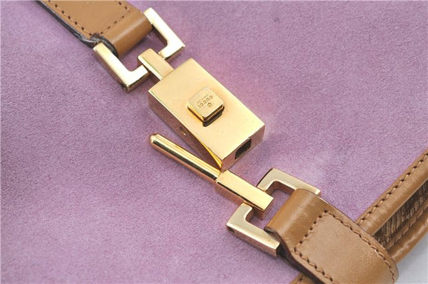 Authentic GUCCI Jackie Shoulder Hand Bag Purse Suede Leather 0013305 Pink J4001