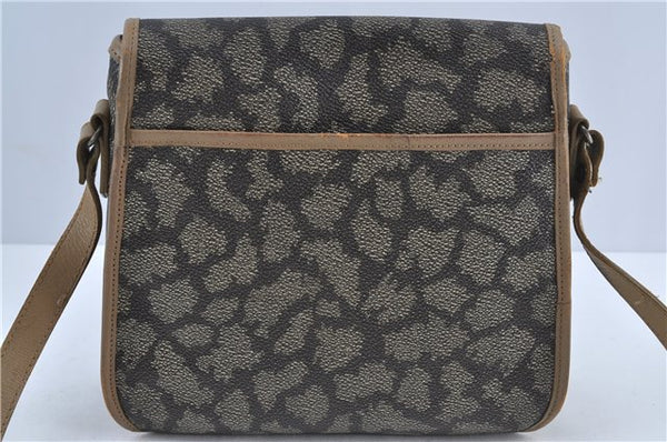 Auth YVES SAINT LAURENT Shoulder Cross Bag Purse PVC Leather Brown Beige J4005