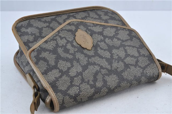 Auth YVES SAINT LAURENT Shoulder Cross Bag Purse PVC Leather Brown Beige J4005