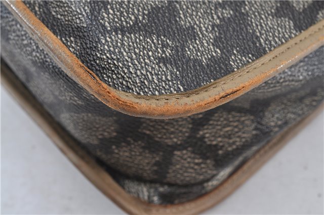 Auth YVES SAINT LAURENT Shoulder Cross Bag Purse PVC Leather Brown Beige J4005