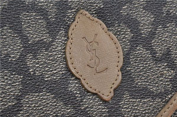 Auth YVES SAINT LAURENT Shoulder Cross Bag Purse PVC Leather Brown Beige J4005