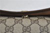 Authentic GUCCI Web Sherry Line Clutch Hand Bag Purse GG PVC Leather Brown J4054