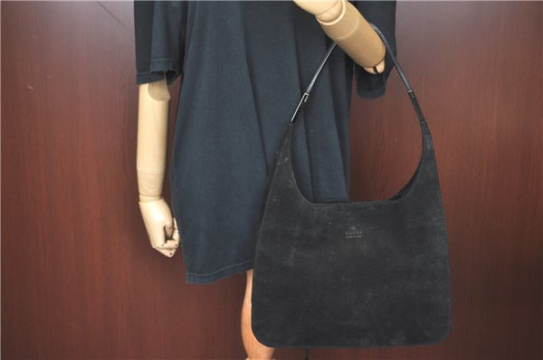 Authentic GUCCI Shoulder Hand Bag Purse Suede 0013167 Black J4066