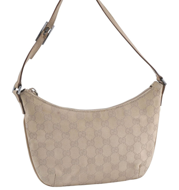 Authentic GUCCI Shoulder Hand Bag Purse GG Canvas Leather 32160 Beige J4078