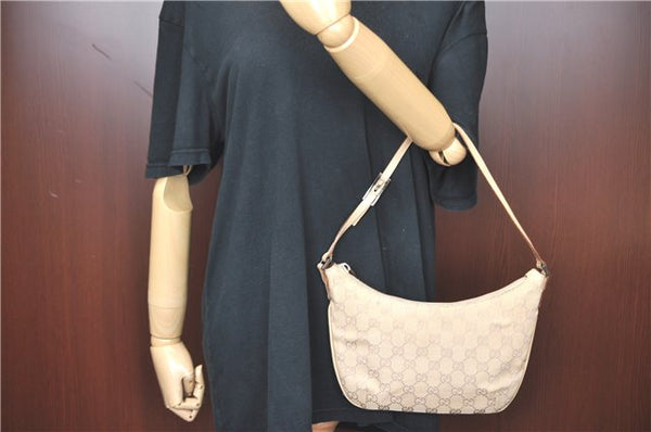 Authentic GUCCI Shoulder Hand Bag Purse GG Canvas Leather 32160 Beige J4078