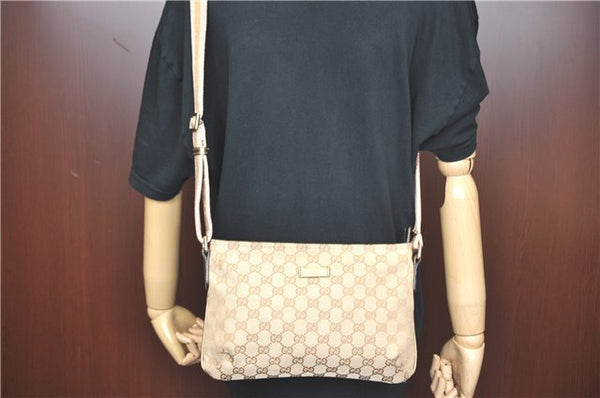 Auth GUCCI Sherry Line Shoulder Cross Bag GG Canvas Leather 189749 Beige J4081