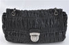 Authentic PRADA Leather Chain Shoulder Hand Bag Black Junk J4086