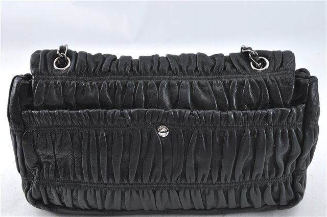 Authentic PRADA Leather Chain Shoulder Hand Bag Black Junk J4086