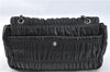 Authentic PRADA Leather Chain Shoulder Hand Bag Black Junk J4086